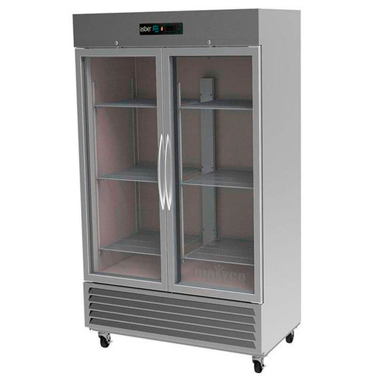 Asber ARR-49-G-H HC Refrigerador 2 Puertas de Cristal 49 Pies Acero