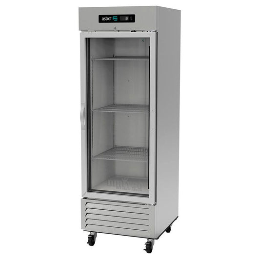 Asber ARR-23-G-H HC Refrigerador 1 puerta de Cristal 23 Pies³ Acero